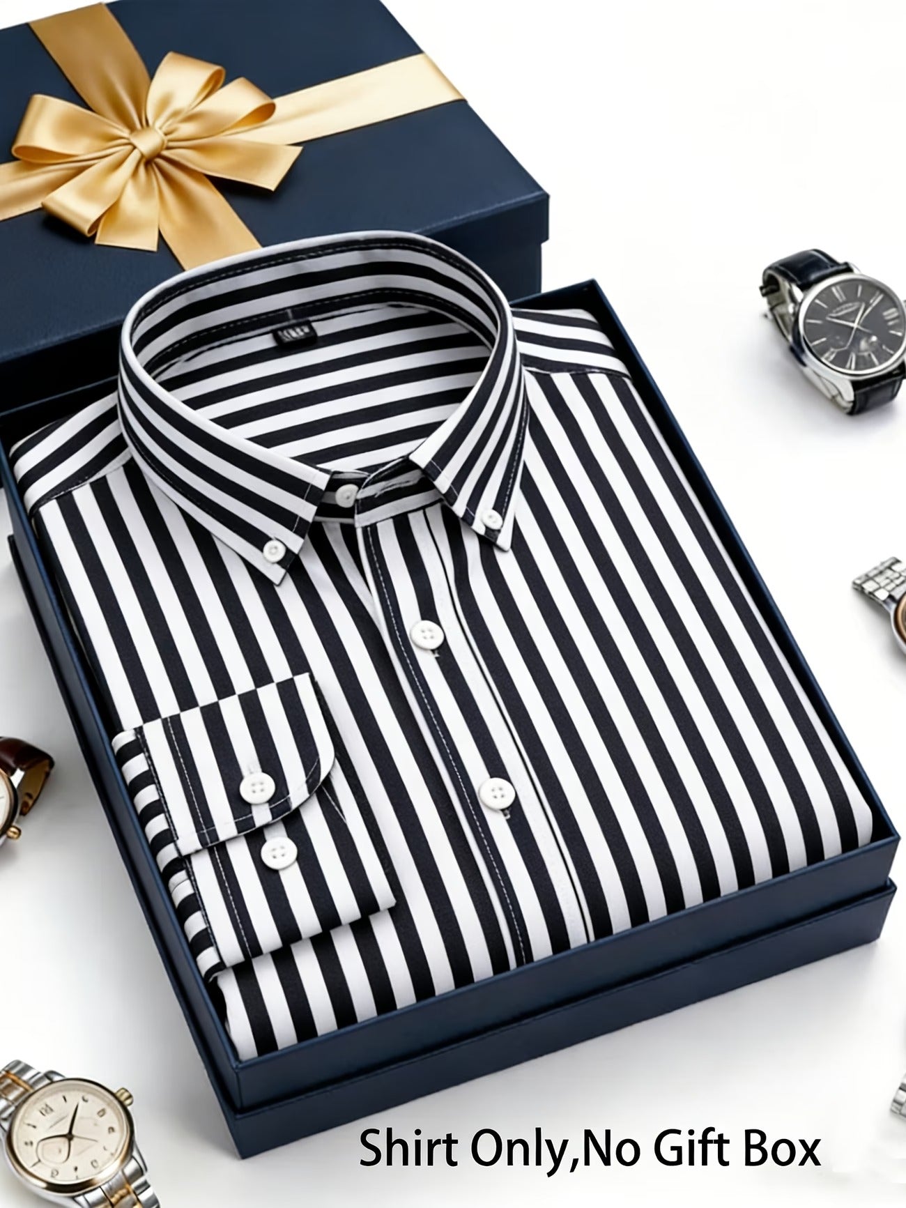 Men's Black and White Strip Shirt (FS-2)