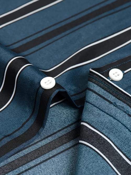 Men's Black and White Strip Shirt (FS-3)