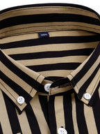 Men's Black and Gold Striped Button-Down Shirt (FS-1)