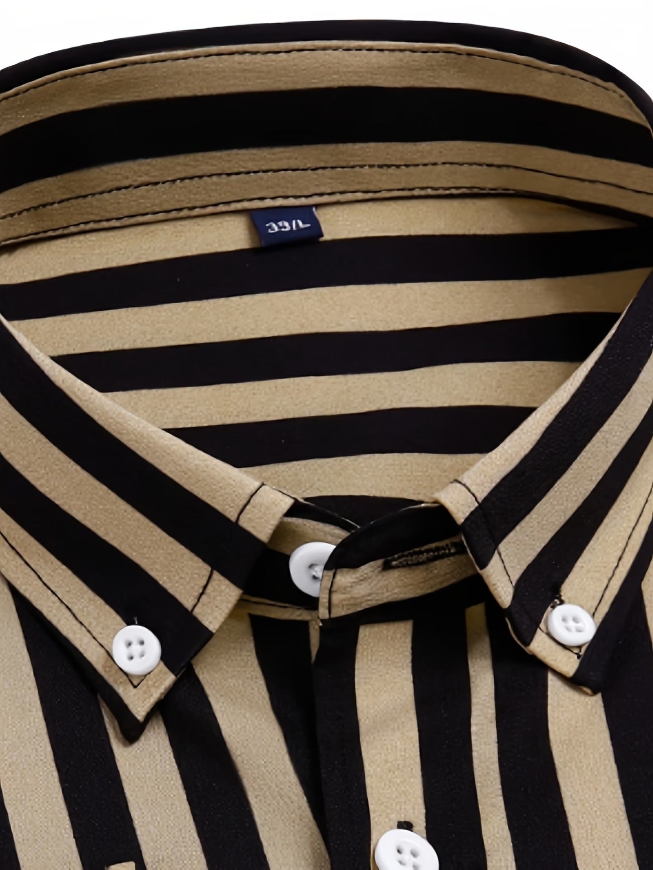 Men's Black and Gold Striped Button-Down Shirt (FS-1)
