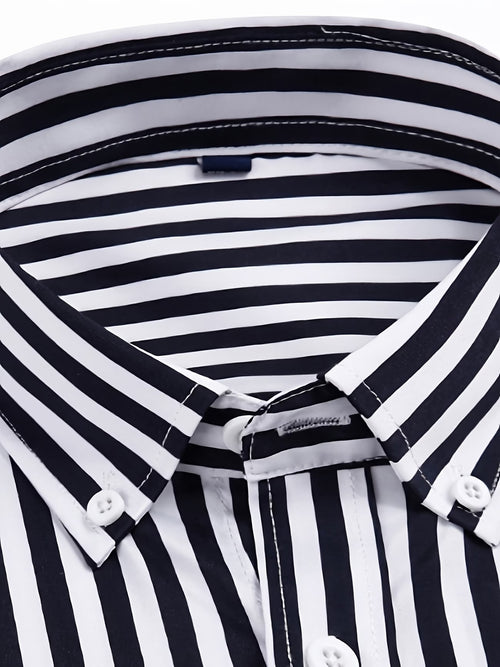 Men's Black and White Strip Shirt (FS-2)