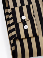 Men's Black and Gold Striped Button-Down Shirt (FS-1)